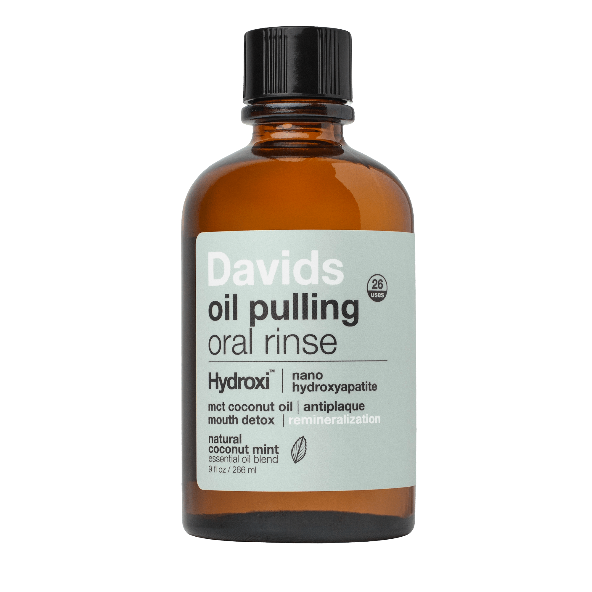 Davids Hydroxi™ oil pulling oral rinse w/ nano hydroxyapatite / 9oz
