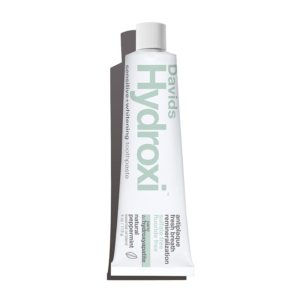Davids Hydroxi fluoride free natural peppermint premium toothpaste with nano hydroxyapatite for remineralization sensitivity relief and whitening