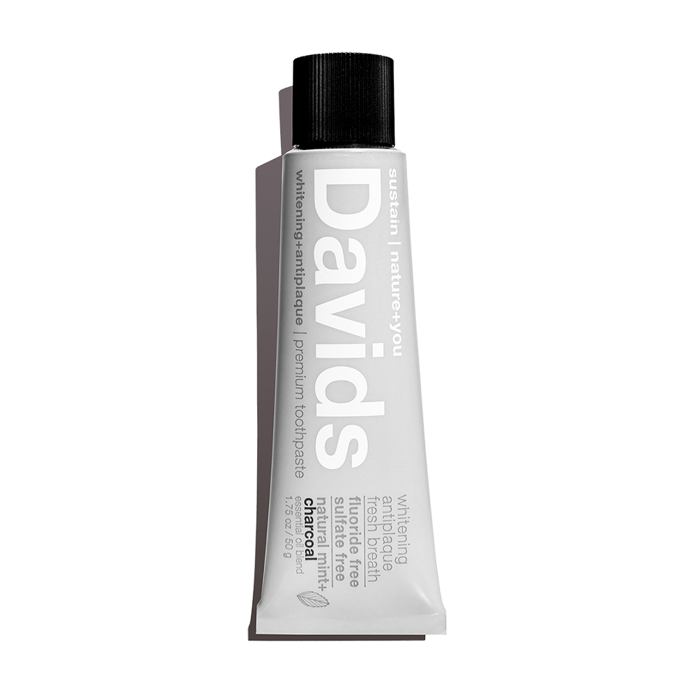 travel size Davids natural mint charcoal toothpaste tsa compliant whitening antiplaquw sulfate-free fluoride-free