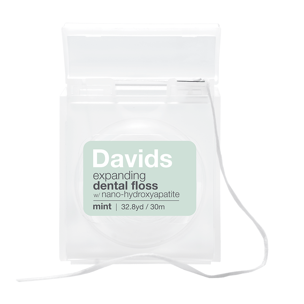 Davids expanding Hydroxi dental floss with nano hydroxyapatite mint 32.8yd refillable