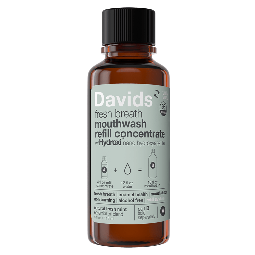 Davids Hydroxi Fresh Breath Mouthwash nano hydroxyapatite 4oz natural fresh mint Concentrate only