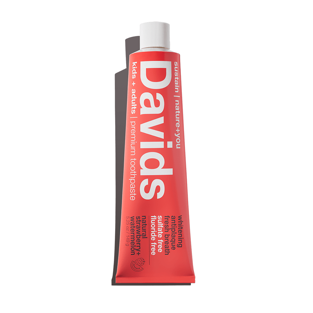 Davids Kids toothpaste natural strawberry watrmelon fluoride free sulfate free whitening and antiplaque toothpaste tube