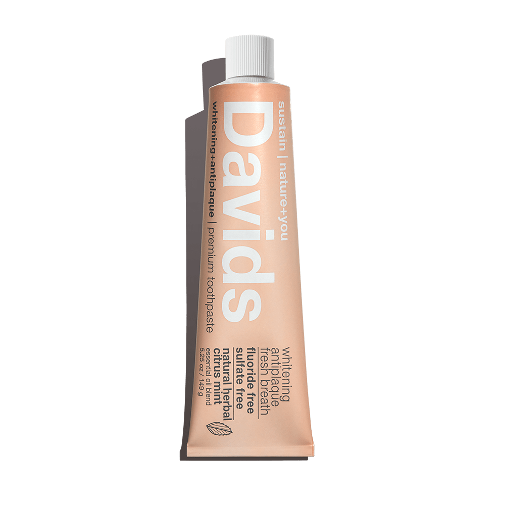 davids natural herbal citrus mint premium toothpaste fluoride-free sulfate-free whitening antiplaque