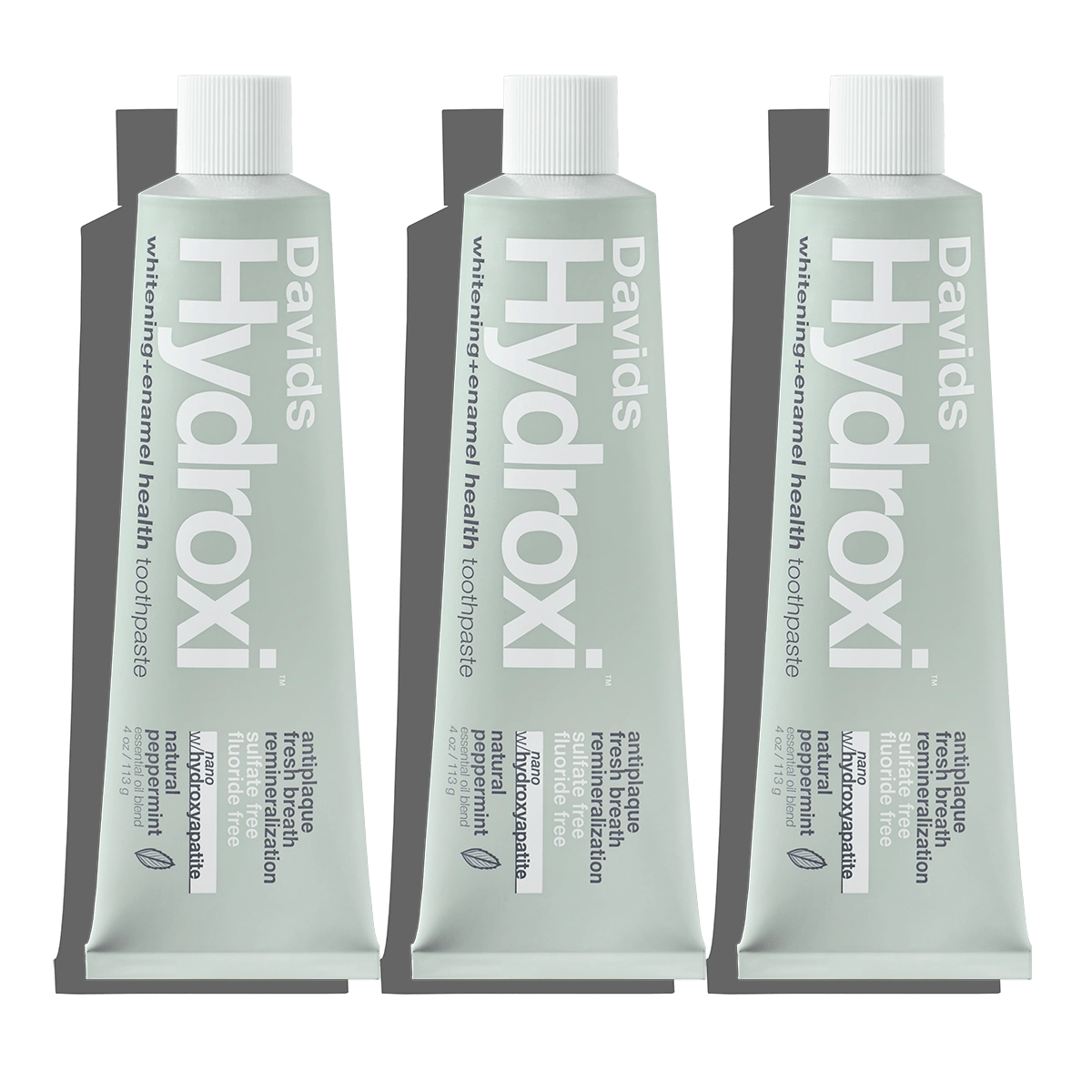 three Tubes of Davids Hydroxi whitening enamel health toothpaste with nano hydroxyapatite