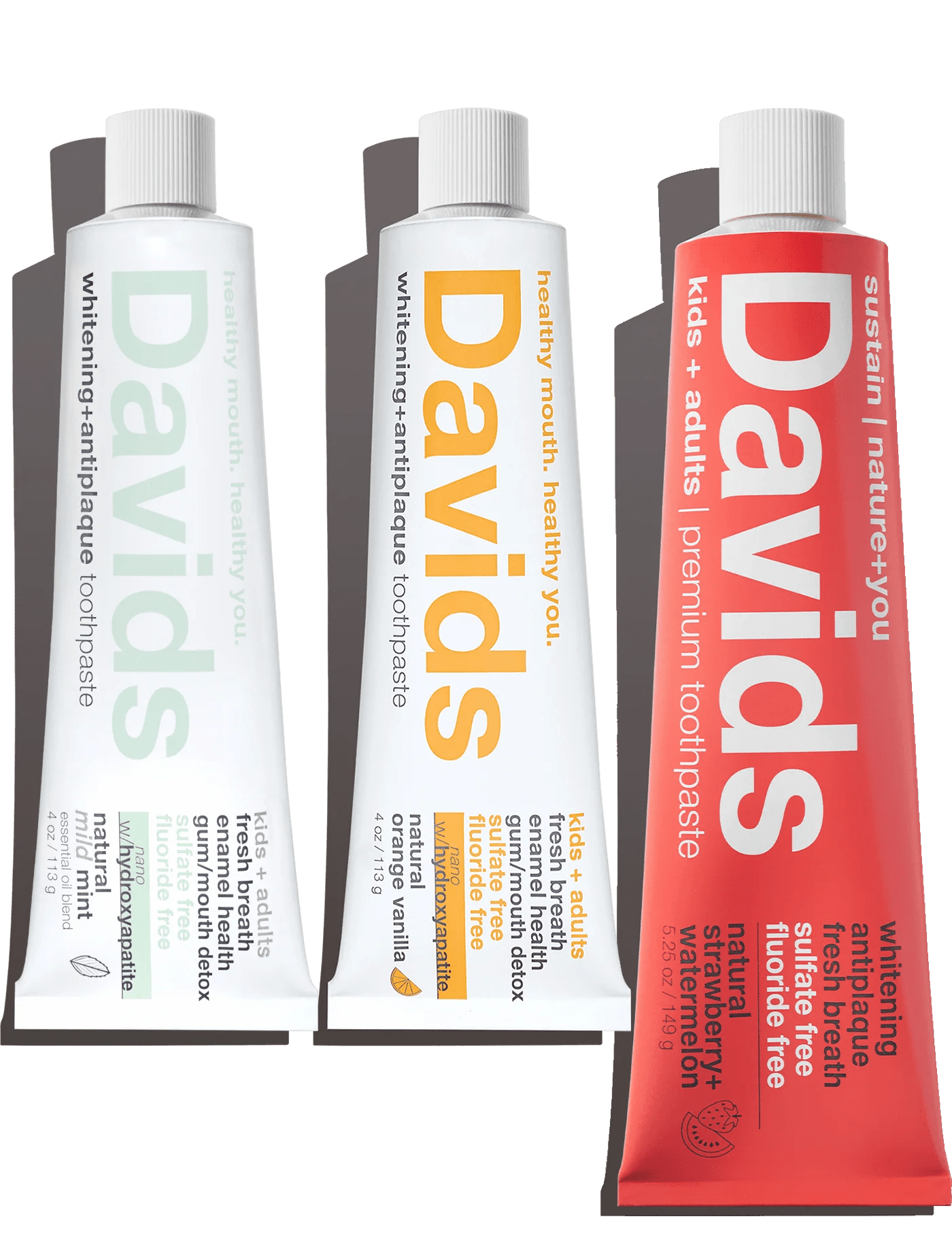 Davids kids + adults premium toothpaste / trial pack
